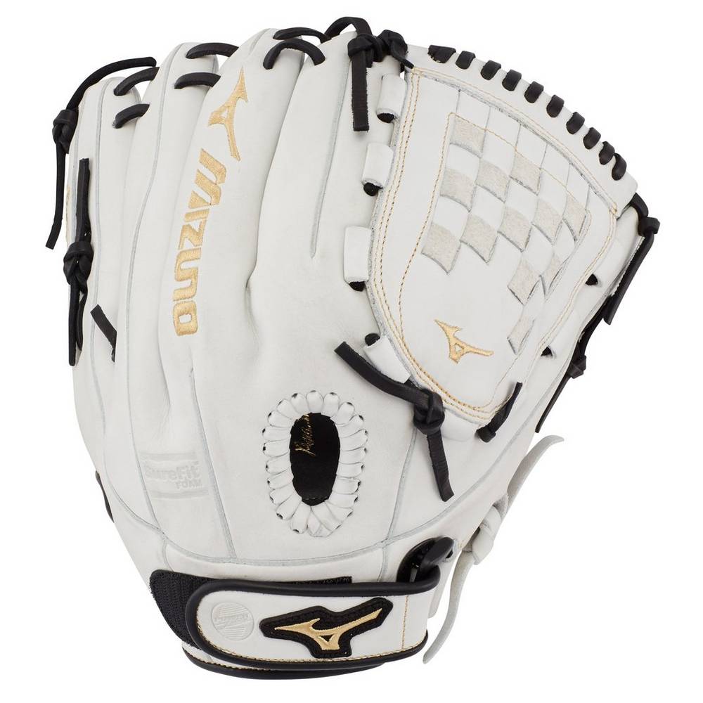 Damske Rukavice Mizuno MVP Prime Fastpitch 12" Softball Biele/Čierne Vypredaj BDWS35490